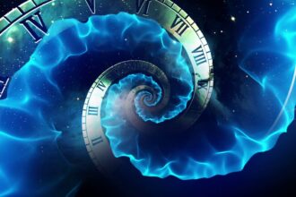 videoblocks infinity clock version 3 blue infinite zoom in of cosmic clock with roman numerals abstract time travel conceptual spiral sci fi fantasy video background r ykqfwtl thumbnail full12