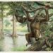 Rudapithecus era muito parecido com um macaco e provavelmente se movia entre ramos como os de agora, segurando seu corpo erguido e escalando com seus braços. (Imagem: John Siddick)