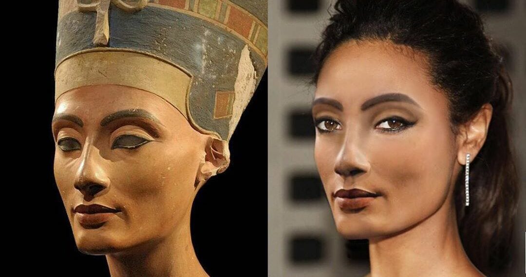 Imagem: Nefertiti recriada com um ar mais contemporâneo pela artista Becca Saladin. (Reprodução Instagram / @royalty_now_)