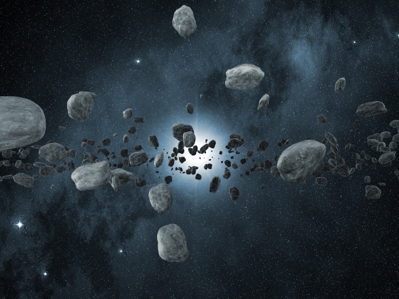 Colisão de asteroides gera a formação em cascata de subfamílias, indica estudo  Pesquisadores da Unesp de Guaratinguetá identificaram grupos de asteroides originados de fissão rotacional no interior de famílias colisionais. (Imagem: Safwan Aljbaae)