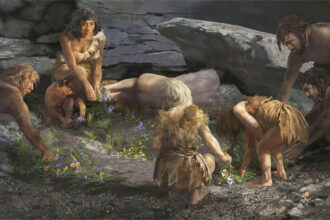 A sepultura traz evidências de que os neandertais colocavam flores nas sepulturas de seus mortos. (Imagem: Karen Carr)