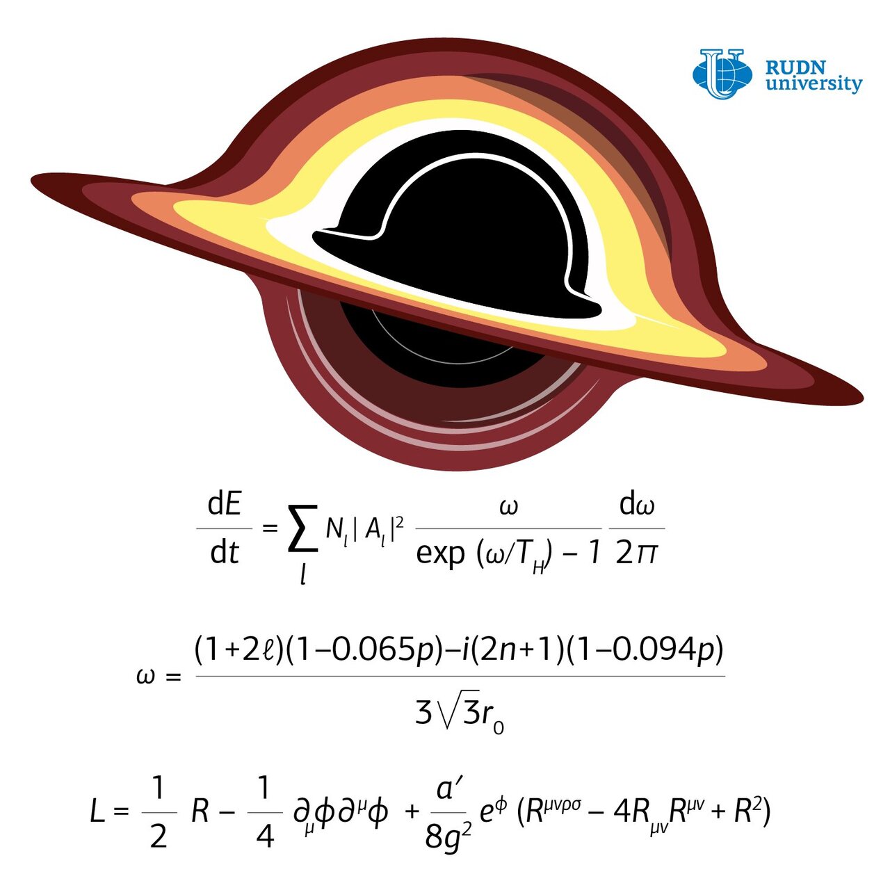 Cálculo da radiação Hawking no horizonte de eventos de um buraco negro. (Créditos: RUDN University)