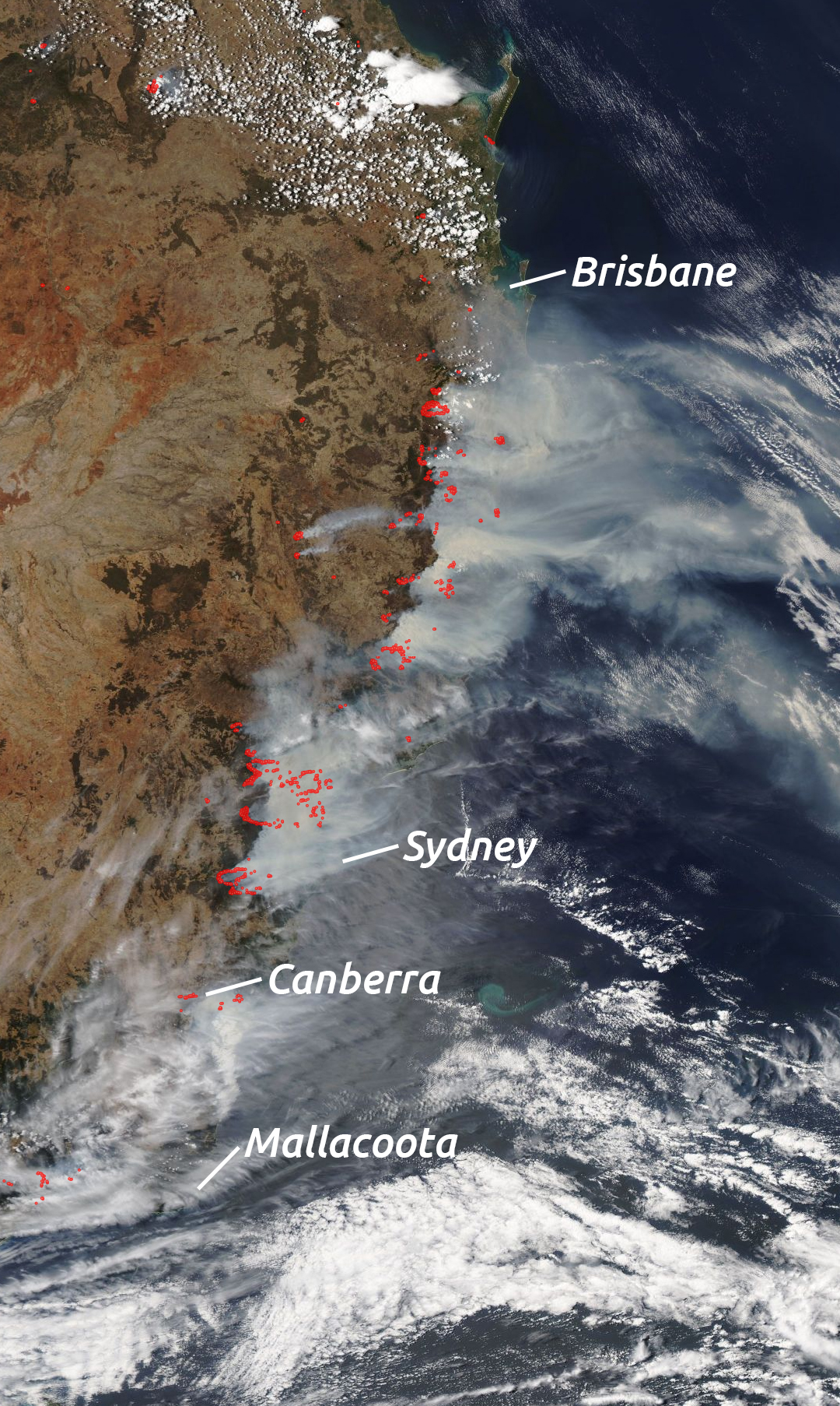 2019 12 07 East Australian Fires Aqua MODIS VIIRS LABELS