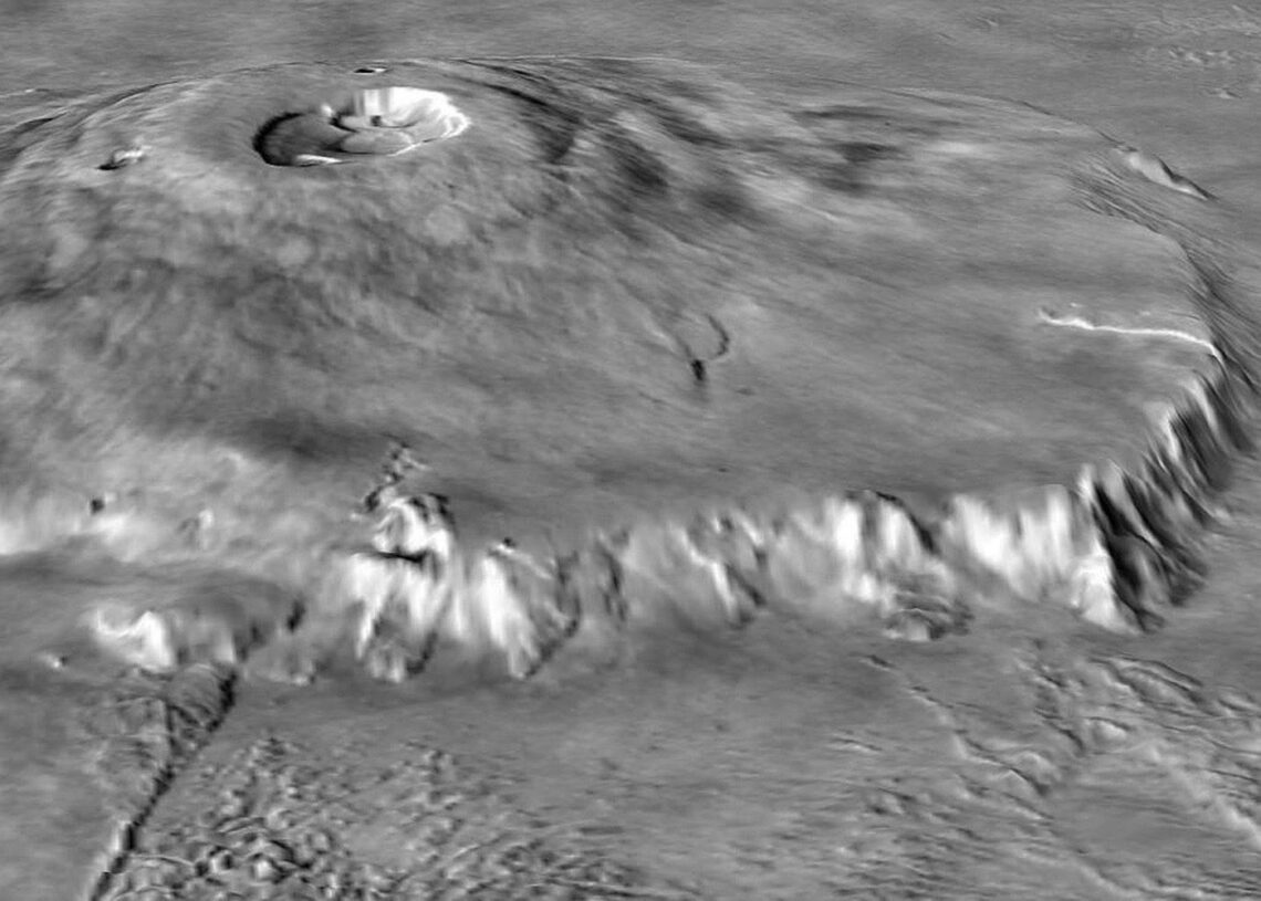 Monte Olimpo, em Marte, o maior vulcão do sistema solar. (Créditos da imagem: NASA)