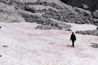 gelo rosa nos alpes