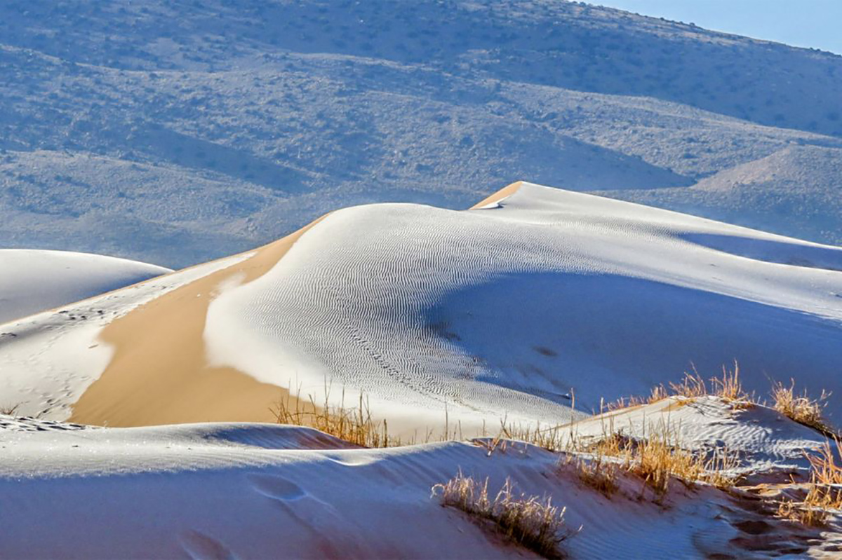 deserto do Saara coberto de gelo