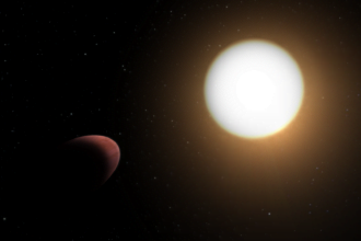 Artist impression of planet WASP 103b and its host star pillars