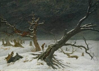 536 foi um ano de cataclismo climático. Paisagem de inverno por Caspar David Friedrich.