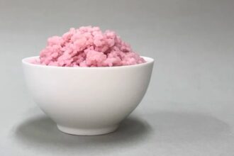 alimento híbrido de arroz e carne