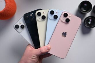 Várias opções de cores do iPhone 15