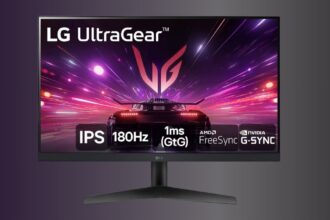 Monitor ultragear da LG com um fundo preto